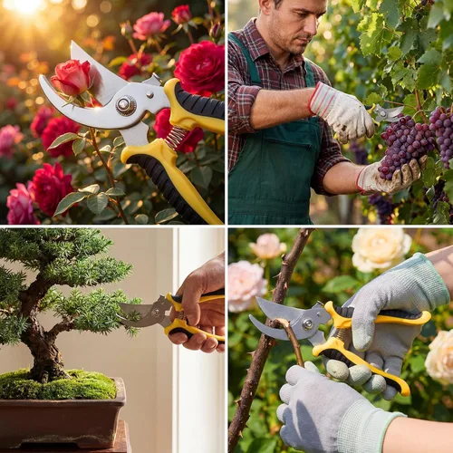 Vista 7 de Lothee 9 tijeras de jardín, podadoras de jardín, podadoras de derivación a granel, resistentes para jardinería, setos de plantas, tijeras de flores