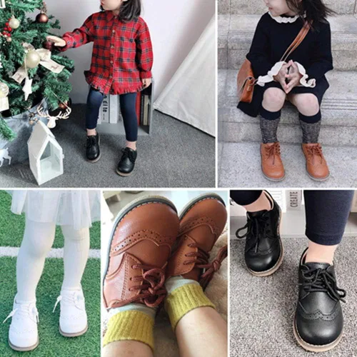 Vista 2 de Timatego Zapatos Oxford para niños y niñas, de piel sintética, con cordones, para la escuela, zapatos de vestir para bebés y niños pequeños