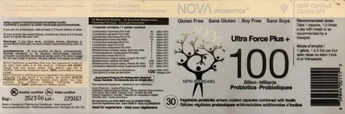 Vista 2 de NOVA Probiotics Multi-Strain Ultra Strength Plus+ 100 mil millones de probióticos por cápsula-30 VCaps