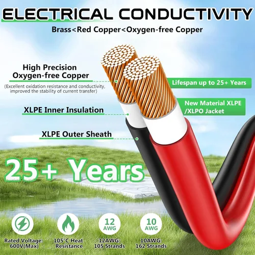 Vista 4 de Vansdon Cable de extensión solar a XT60i, conector solar de 10 AWG de 30 pies a XT60i, cable de carga para estación de energía portátil, generador