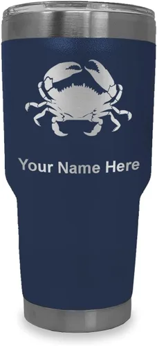 Vista 32 de LaserGram Vaso aislado al vacío de 20 onzas, cangrejo, grabado personalizado incluido (camuflaje verde)