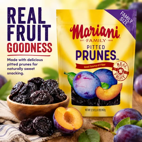 Vista 3 de Mariani Ciruelas pasas sin hueso Frutas secas Aperitivo saludable, vegano y sin gluten para niños y adultos Sin azúcar añadido 32 onzas
