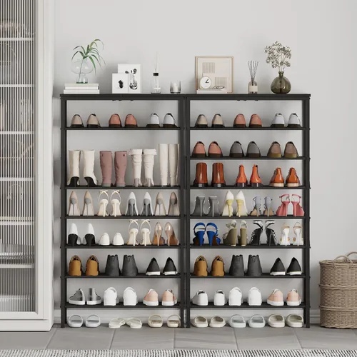 Vista 7 de YATINEY Zapatero de 8 niveles, organizador de almacenamiento de zapatos de gran capacidad que sostiene 32 pares, resistente y estable, para entrada