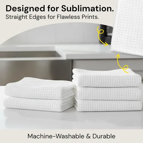 Vista 3 de Microfiber Wholesale Sublimation Blanks - Toallas de microfibra de 16 x 24 pulgadas, tejido de gofre prémium para cocina, espacios en blanco