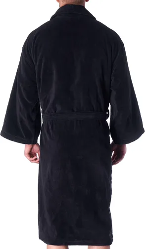 Vista 6 de Alpine Swiss Albornoz de terry de algodón puro para hombre súper absorbente para spa Negro