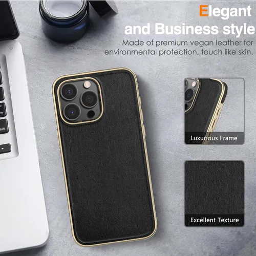 Vista 5 de LOHASIC Funda de piel para iPhone 16 Pro, funda magnética MagSafe, color Negro