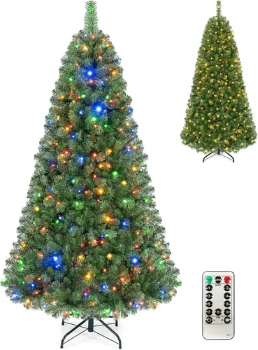 Vista 16 de Goplus Árbol de Navidad de abeto artificial preiluminado de 4.5 pies con Rosa
