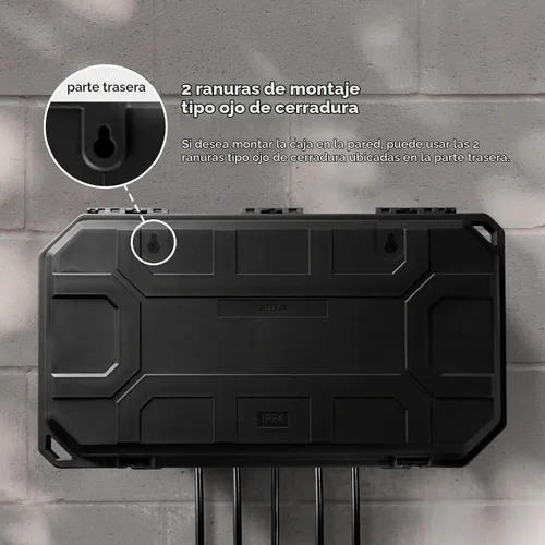 Vista 6 de WELKIN Caja Eléctrica Resistente para Exteriores (15.3 * 8.9 * 5.4 pulgadas), Cubierta de Cable de Extensión Impermeable Resistente a la Intemperie