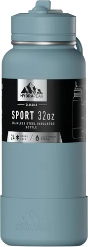 Vista 15 de Hydrapeak Botella de agua deportiva aislada de 32 onzas con tapa con popote, a prueba de fugas y derrames, mantiene las bebidas frías durante 24