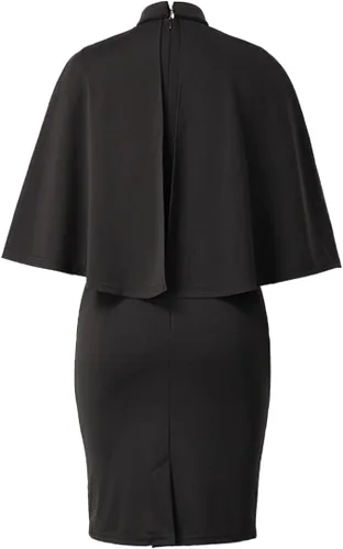 Vista 3 de BPURB Vestidos de iglesia para mujer, capa de murciélago, vestido midi delgado con cuello de inserción de pestaña