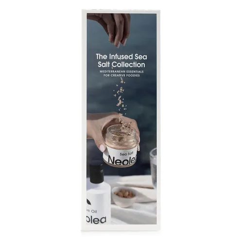Vista 3 de Neolea Juego de regalo de copos de sal marina griega, 3.53 oz de cada una de las tres variedades: hierba pura, ahumada y mediterránea, sal escamosa