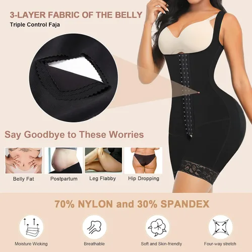Vista 3 de Lover-Beauty Shapewear for Women Tummy Control Fajas Colombianas Plus Size Butt Lifter Body Shaper for Women Bodysuit