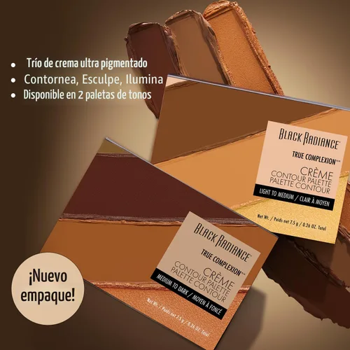 Vista 2 de Black Radiance True Complexion Crème Contour Paleta, define, esculpe y resalta: ligero a medio Ligero a mediano.
