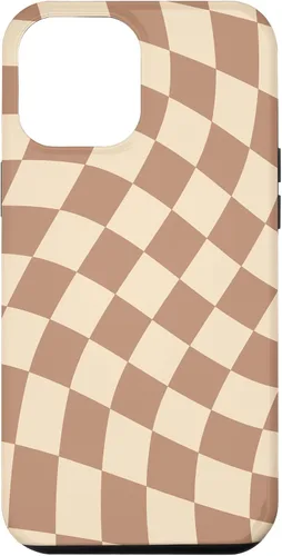 Vista 25 de iPhone 16 Brown Checkered Wavy Checkerboard Pattern Phone Case