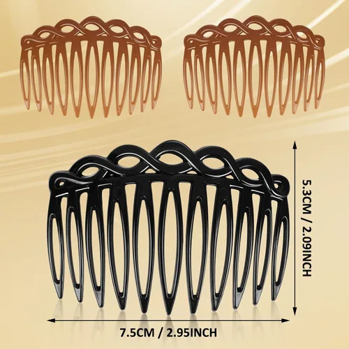 Vista 2 de COMNICO Juego de 6 peines laterales franceses para mujer, juego de accesorios de peine de pelo de plástico, pinzas decorativas para el cabello