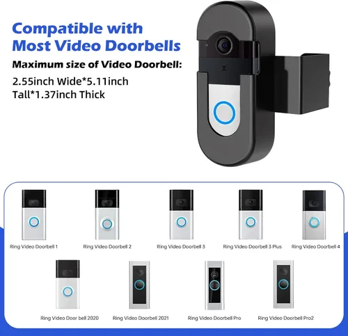 Vista 2 de Soporte Antirrobo para Timbre de Video Ring, Compatible con Timbre de Video, Soporte de Montaje Ajustable Sin Taladro para Timbres Inalámbricos