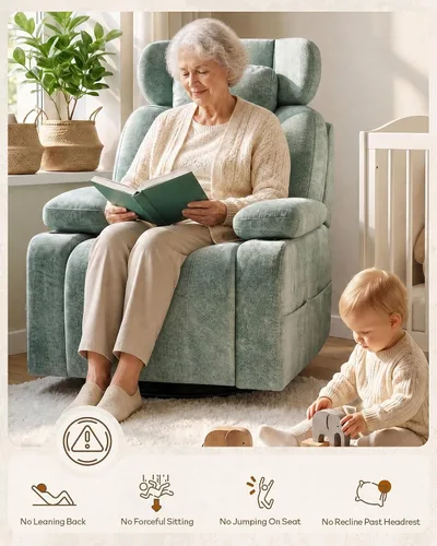 Vista 8 de Silla mecedora para guardería con reposabrazos ajustable, reposacabezas Verde