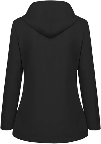 Vista 2 de ZEFOTIM Chaquetas de lluvia para mujer, chaqueta de lluvia sólida para exteriores, impermeable, con capucha, resistente al viento