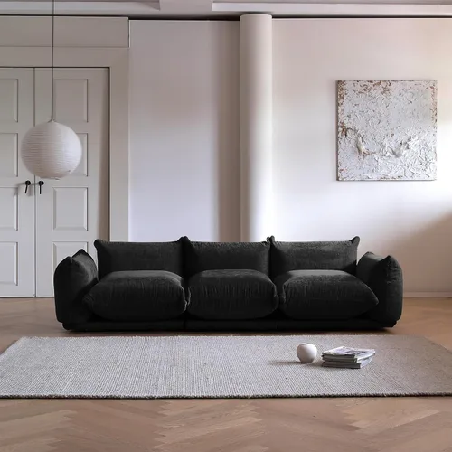 Vista 5 de JACH Mid-Century - Sofá modular moderno de felpilla para sala de estar, sofás minimalistas profundos de 3 asientos con cojín grueso, muebles cómodos