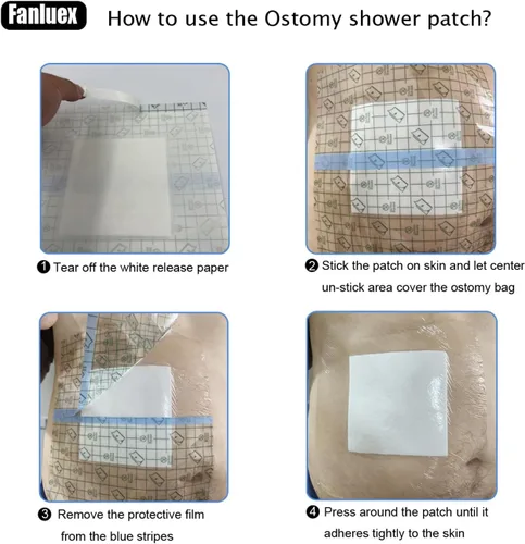 Vista 5 de Fundas de ducha impermeables para bolsa de ostomía, paquete de 30 fundas de ducha de catéter de diálisis de 8 x 8 pulgadas, cubierta de protección