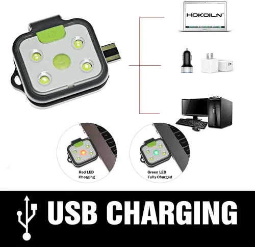 Vista 5 de HOKOILN Luces de correr nocturnas al aire libre, paquete de 2 luces LED para correr con batería recargable para camping, senderismo, correr, correr
