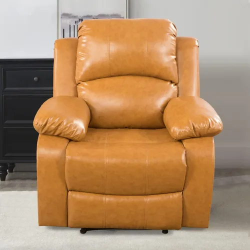 Vista 13 de Sofá reclinable manual de cuero para muebles de sala de estar, sofá reclinable de 78 pulgadas con mesa abatible, portavasos y sofá de cuero