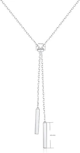 Vista 6 de Collar largo de plata de ley con borla barra y cadena larga ajustable regalo para ella 280in