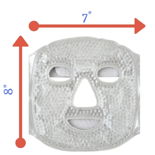 Vista 5 de FOMI Máscara facial completa con cuentas de gel para terapia caliente y fría, mascarilla facial de hielo para migraña, alivio del estrés, reduce