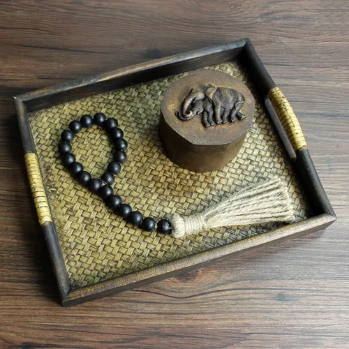 Vista 7 de CVHOMEDECO. Guirnalda de cuentas de madera con borlas, 3 piezas de cuentas rústicas de madera rústica para oración para colgar en la pared para Negro
