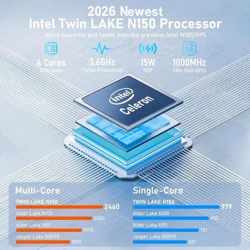 Vista 2 de FUNYET Portátil para Juegos, Computadora Portátil 2025, Laptop de 16 Pulgadas Win 11 Pro, 16GB RAM 1TB SSD, Procesador N150 (hasta 3.6GHz), Teclado