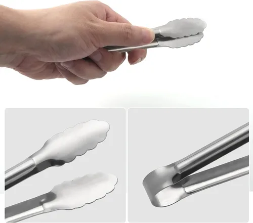 Vista 3 de Pinzas de servir, Pinzas para buffet, ACAUTO Pinzas de acero inoxidable para servir alimentos, Pinzas mini para aperitivos, Juego de 6