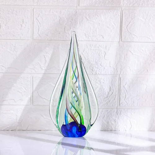 Vista 3 de Escultura de 9 pulgadas de alto, decoración de vidrio soplado a mano, pisapapeles para escritorio de oficina, figuritas de arte de vidrio moderno