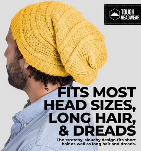 Vista 29 de Slouchy Cable tejido Gorro de lana por Tough Headwear – Gorro de lana de gran tamaño Sombreros Gorros Graves Sombreros Para Hombres y Mujeres