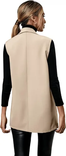 Vista 2 de SweatyRocks Chaleco sin mangas con cuello en V para mujer, a cuadros, con botones, chaleco de esmoquin