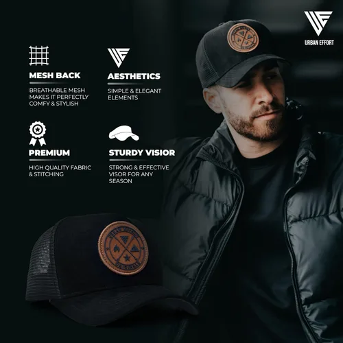 Vista 166 de Urban Effort Gorra trasera de malla, para hombres y mujeres, gorra de béisbol de 5 paneles, gran cierre a presión para caza y senderismo