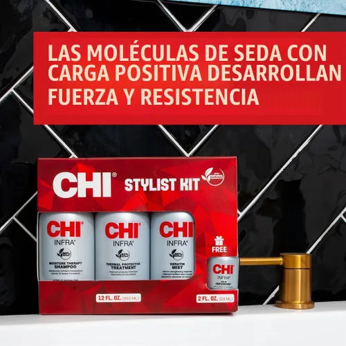 Vista 5 de CHI Kit de estilista para el hogar, champú infrarrojo de 12 onzas, tratamiento de 12 onzas, niebla de queratina de 12 onzas e infusión de seda de 2