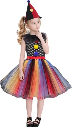 Vista 2 de Conjunto de bufón de espectáculo de payaso para niñas Colorido