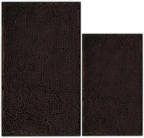 Vista 26 de Juego de 2 tapetes de baño de chenilla, superabsorbentes, con fuerte respaldo antideslizante de PVC, tapetes de baño para baño, peludos