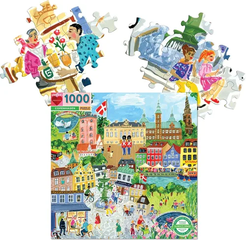 Vista 6 de eeBoo Rompecabezas de 1000 piezas, rompecabezas de Copenhague para adultos, cuadrado de 23 x 23 pulgadas, fabricado con tablero reciclado y tinta a
