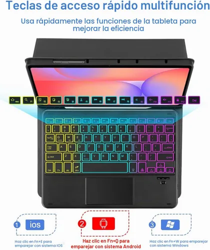 Vista 3 de MePadKey Funda con teclado táctil para Samsung Galaxy Tab S10 Lite/S10 FE