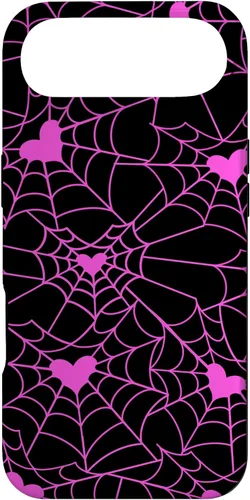 Vista 26 de Carcasa para iPhone 11 con diseño de telaraña, color rosa y negro