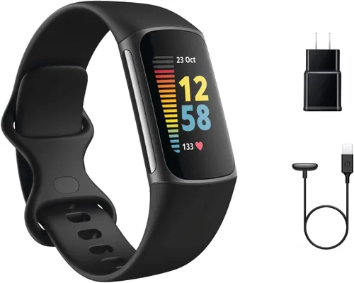 Vista 10 de Fitbit Charge 5 - Rastreador de actividad física avanzado con GPS, frecuencia cardíaca, sueño y salud, paquete de energía con adaptador