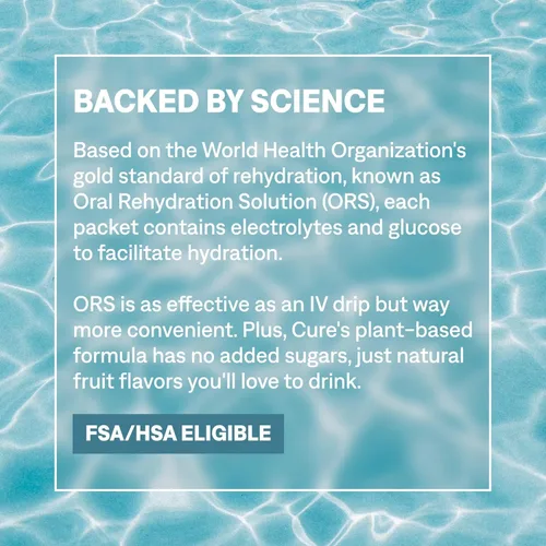 Vista 6 de Cure Hydration Mezcla de bebida con electrolitos a base de plantas Sin azúcar añadida Polvo de alivio de la deshidratación fabricado con agua