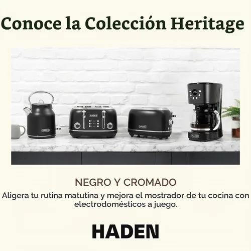 Vista 5 de Máquina de Café Haden, Cafetera de Goteo Programable de 12 Tazas con Función de Apagado Automático y Filtro de Agua Reutilizable Lavable, Negro