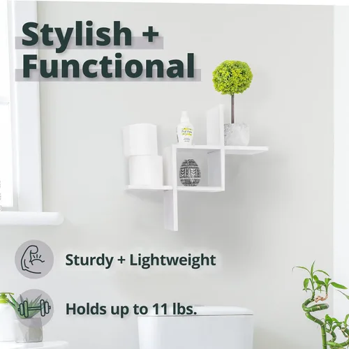 Vista 3 de Greenco Criss Cross Intersecting - Estantes flotantes para montar en pared.