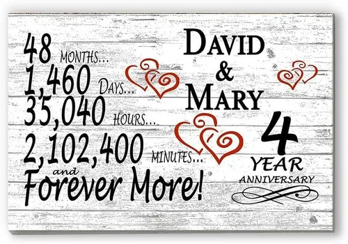 Vista 67 de Letrero personalizado de aniversario de 1 año, regalo de primer aniversario de boda, regalo para días de pareja, minutos, años, madera maciza, 16.5