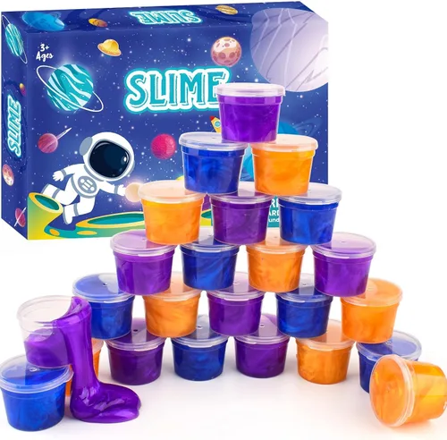 Vista 13 de Paquete de 24 Galaxy Slime, regalos de fiesta de slime azul, antiadherente, suave y liso para cumpleaños, recompensas de aula, rellenos de Slime