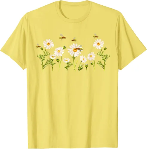 Vista 75 de Marguerites Daisy - Camiseta de verano con margaritas de jardín de flores, Negro, S