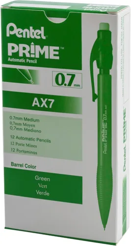 Vista 6 de Pentel Prime - Portaminas de 0.028 in, barril negro, caja de 12 (AX7A)