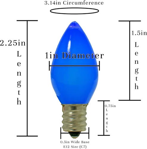 Vista 5 de EST. LEE DISPLAY L D 1902 Bombillas LED de Navidad C7 C9 estilo candelabro estable caja de repuesto de 25 (C7, azul sólido)